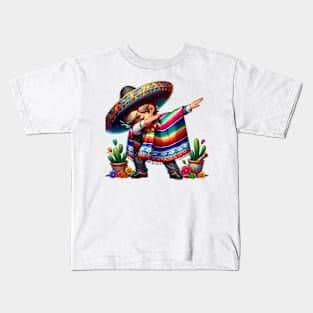 Mexican Boy Dabbing Poncho Cinco de Mayo Boy Kids T-Shirt